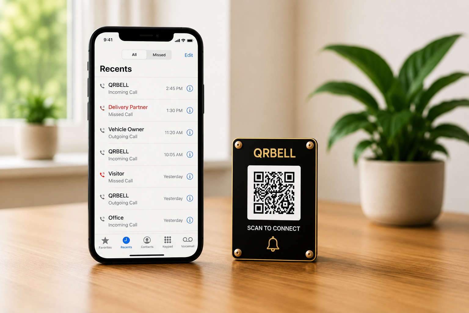QRBELL call log on phone