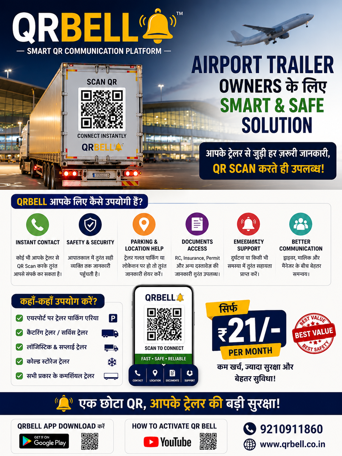 Airport Trailer Owners Ke Liye Smart QR Solution – QRBELL Se Security Aur Communication Banaye Smart
