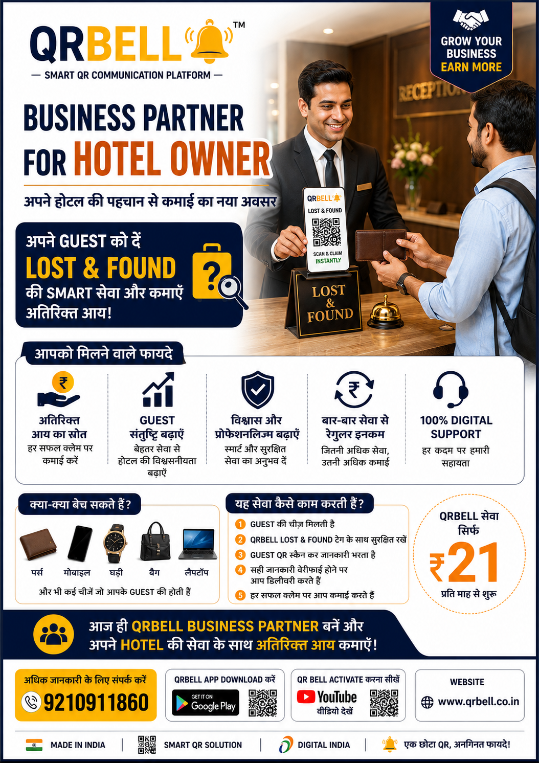 होटल मालिकों के लिए QRBELL Lost & Found Solution: Guest Satisfaction बढ़ाएं और अतिरिक्त आय कमाएं
