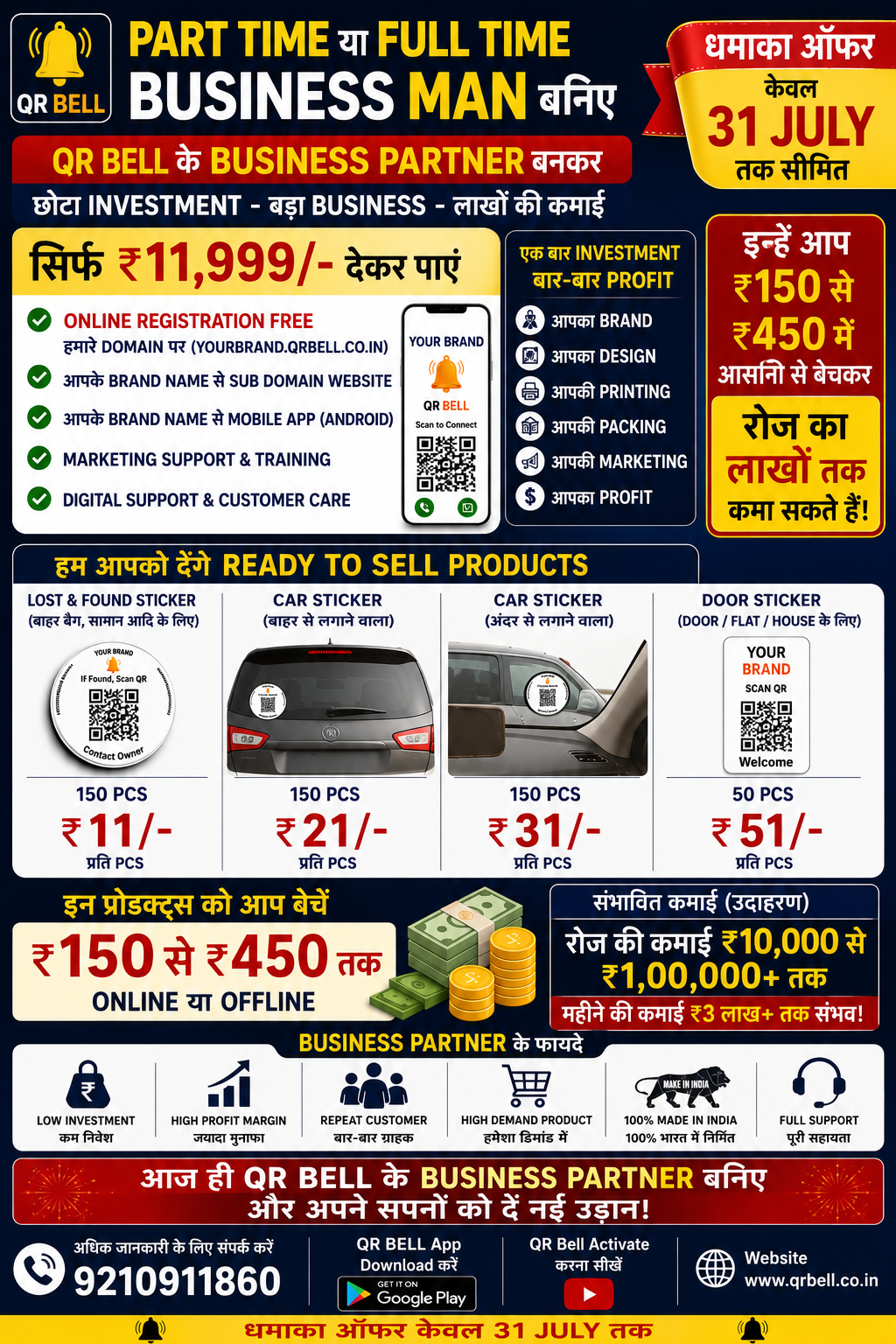 Part Time या Full Time Business Man बनिए – QRBELL Business Partner बनकर कमाई बढ़ाइए