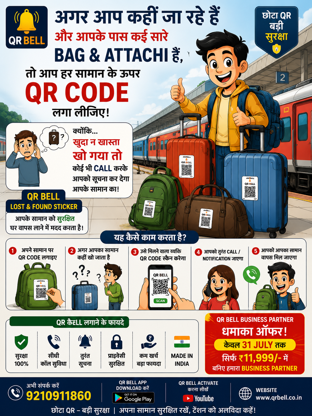 यात्रा पर जा रहे हैं? अपने हर Bag और Attachi पर QRBELL QR Code ज़रूर लगाइए